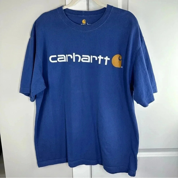 Carhartt Large Royal Graphic T-shirt Mens Workwear Logo Mens‎ Size Large - Picture 1 of 7